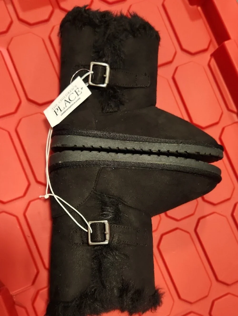 The Children's Place Black Faux-Fur Buckle Winter Boots